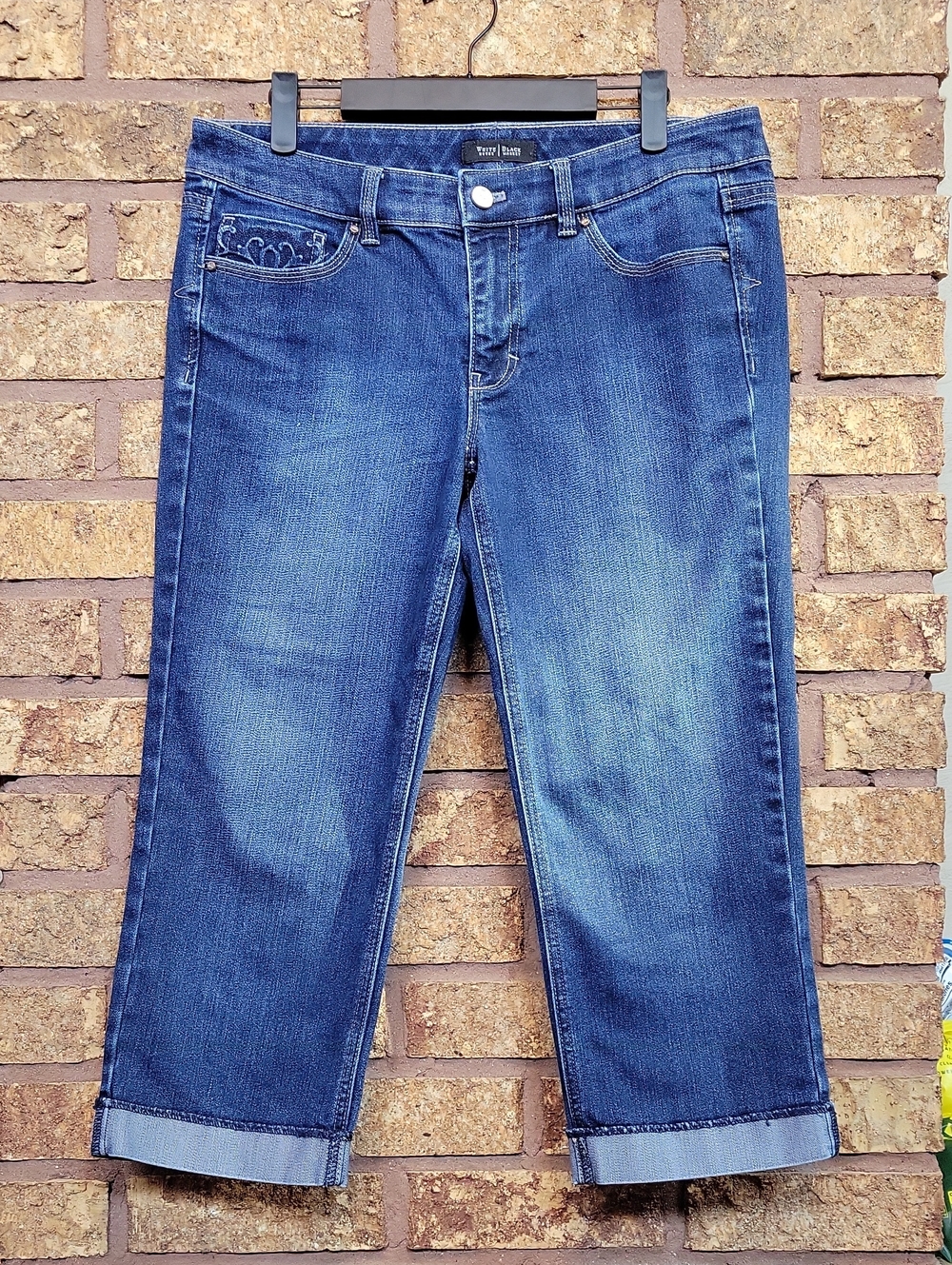 White House Black Market Blue Cropped Denim Jeans Size 8 Cotton Stretch Like New